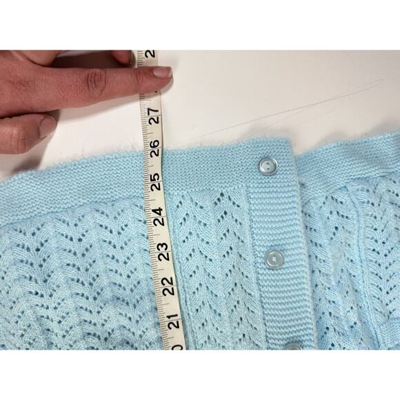 Vtg 60s Cuddle Knit Easter Pastel Blue Popcorn Knit Granny Cardigan Sweater - Picture 6 of 6